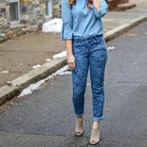 ♥️J.Jill Women Jeans Sz 8 Weekender Straight Leg Stretch Floral Mid Rise